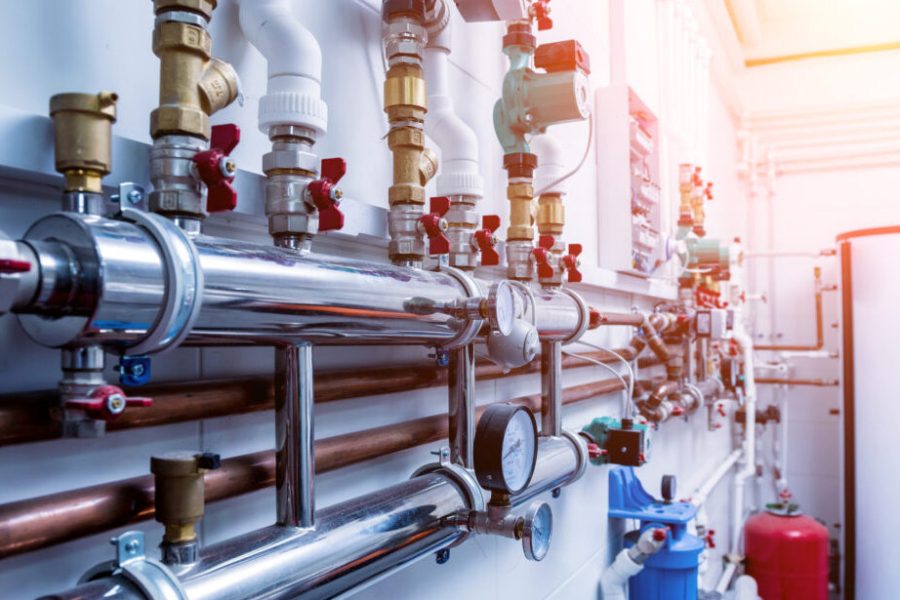 Boiler room equipment for modern heating system.